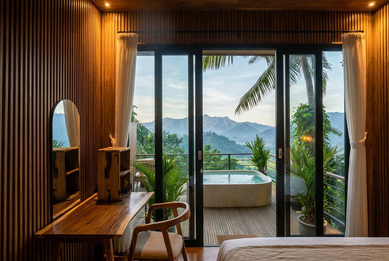 Bali villa terrace after visual enhancement